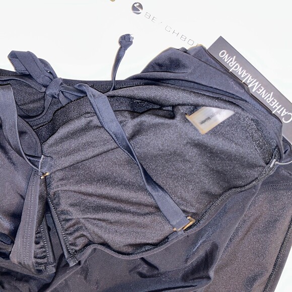 NWT Catherine Malandrino V Wire Shirred Black 1 Piece Bandeau Swimsuit Plus S 2X - Picture 12 of 14